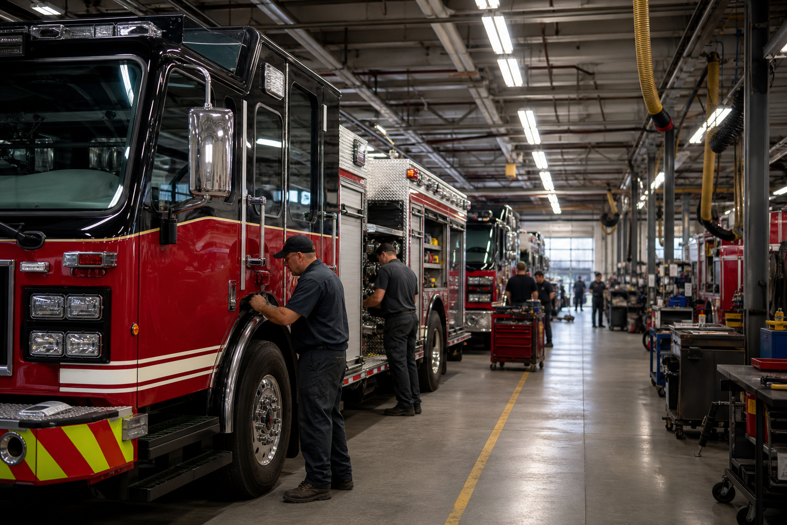 Rosenbauer Fire Trucks at Service Center