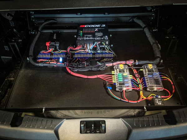 electronics wired inside police vehicle